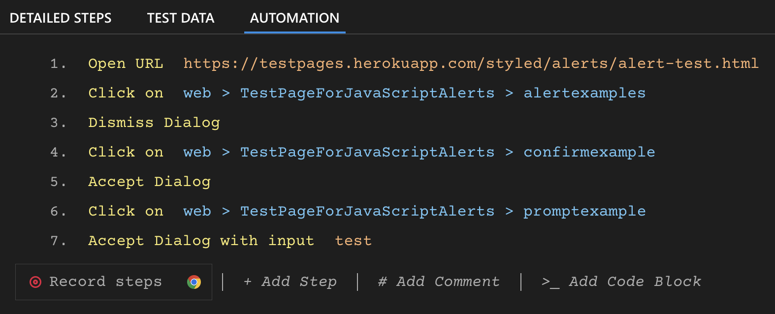 Browser Pop ups With DevAssure - Sample Test Automation code